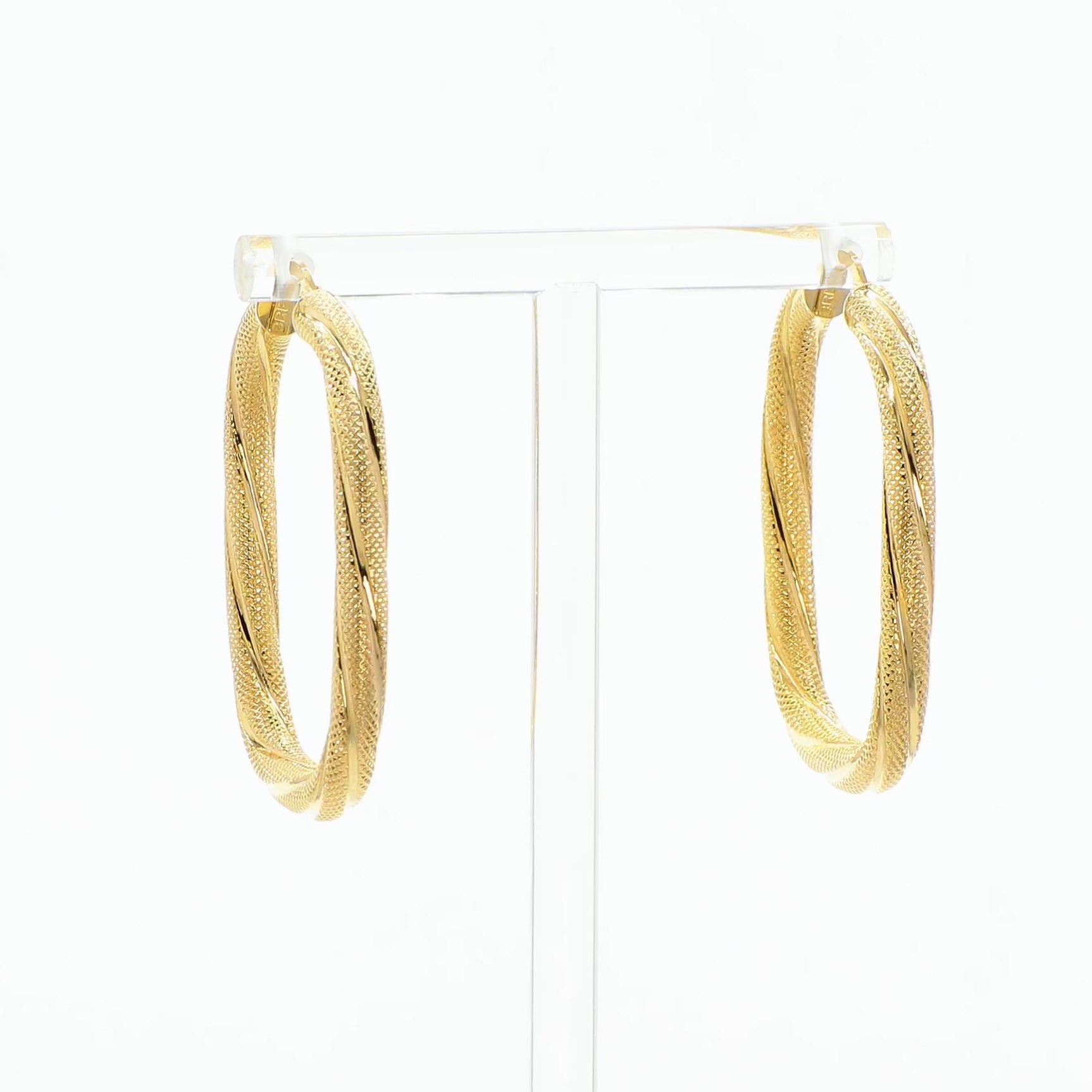 14K Yellow Gold Twist Earrings Fine Jewellery Modaselle