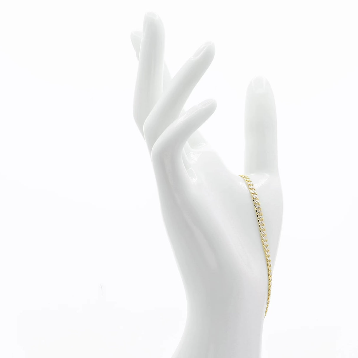 18K Yellow/White Gold Italian Curb Bracelet Fine Jewellery Modaselle