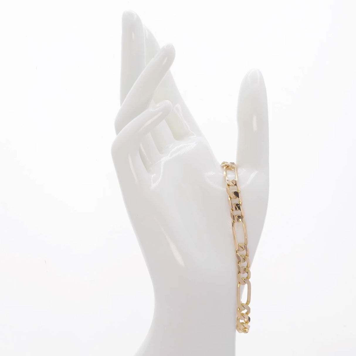 14K Yellow Gold Italian Figaro Bracelet Fine Jewellery Modaselle