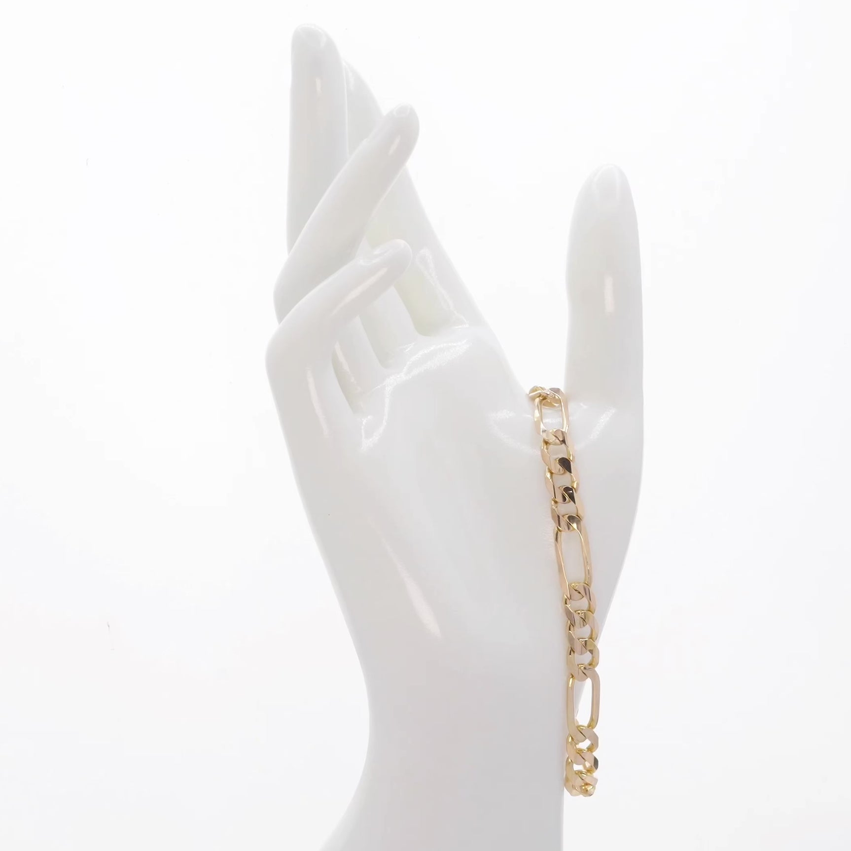 14K Yellow Gold Italian Figaro Bracelet Fine Jewellery Modaselle