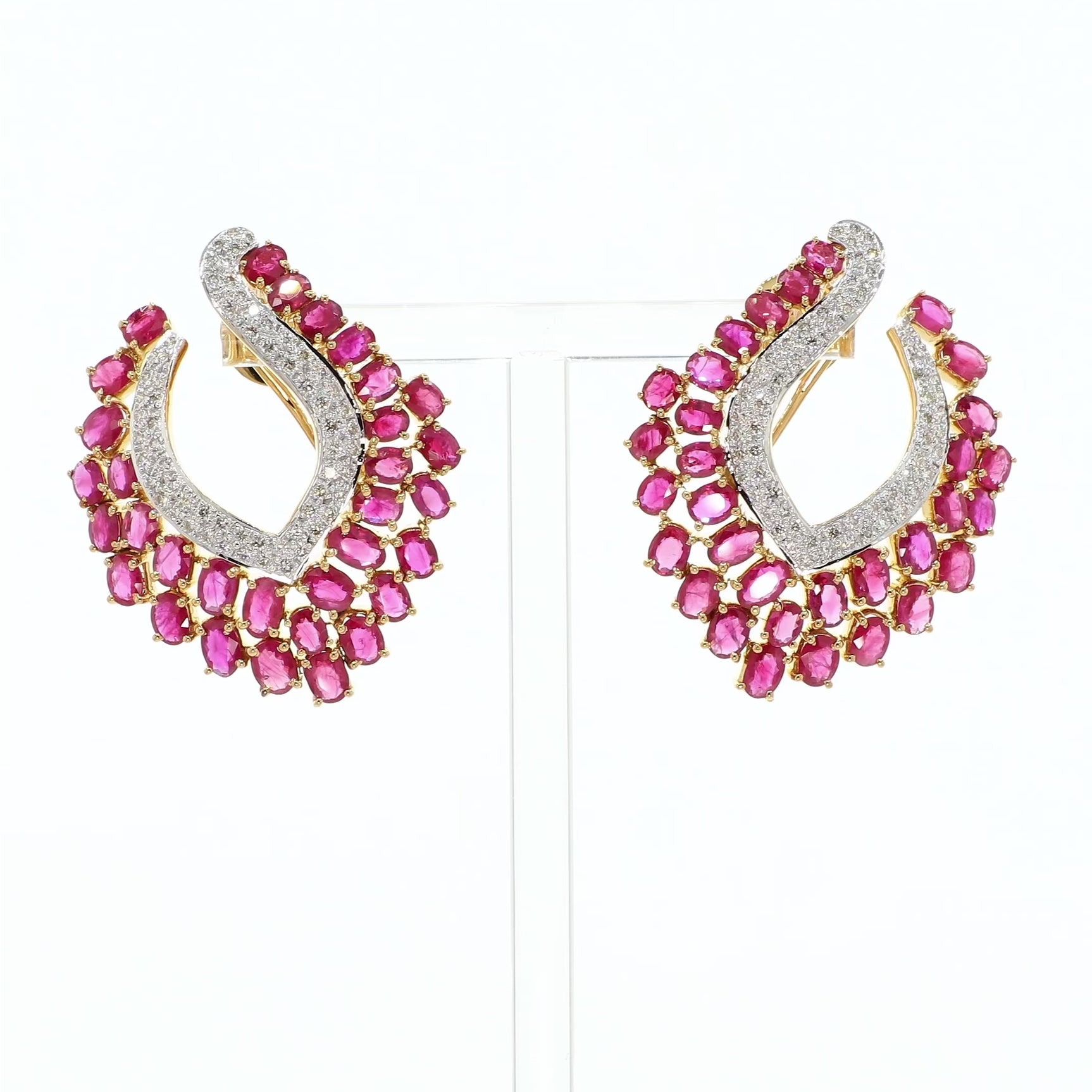 18K Gold Diamond Ruby Earrings Fine Jewellery Modaselle