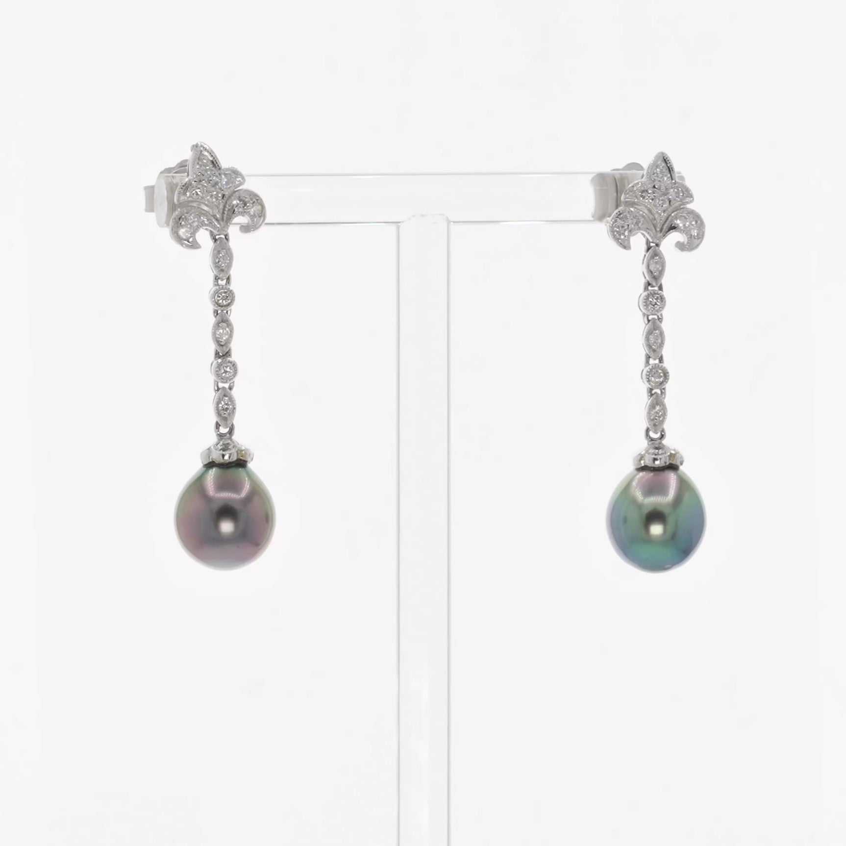 18K White Gold Tahitian South Sea Pearl Drop Earrings Fine Jewellery Modaselle