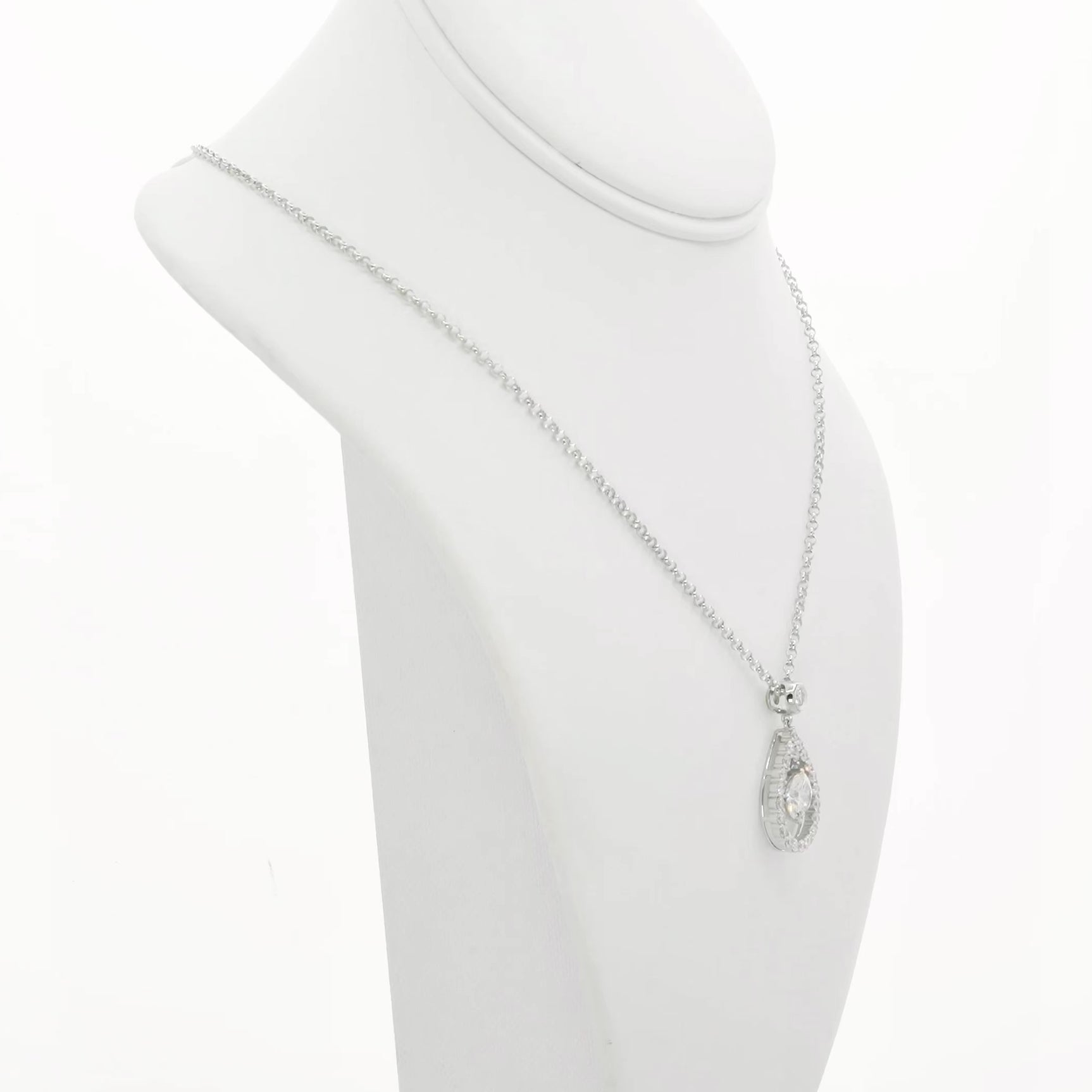 18K White Gold 2.00 Carat Teardrop Halo Pendant Fine Jewellery Modaselle