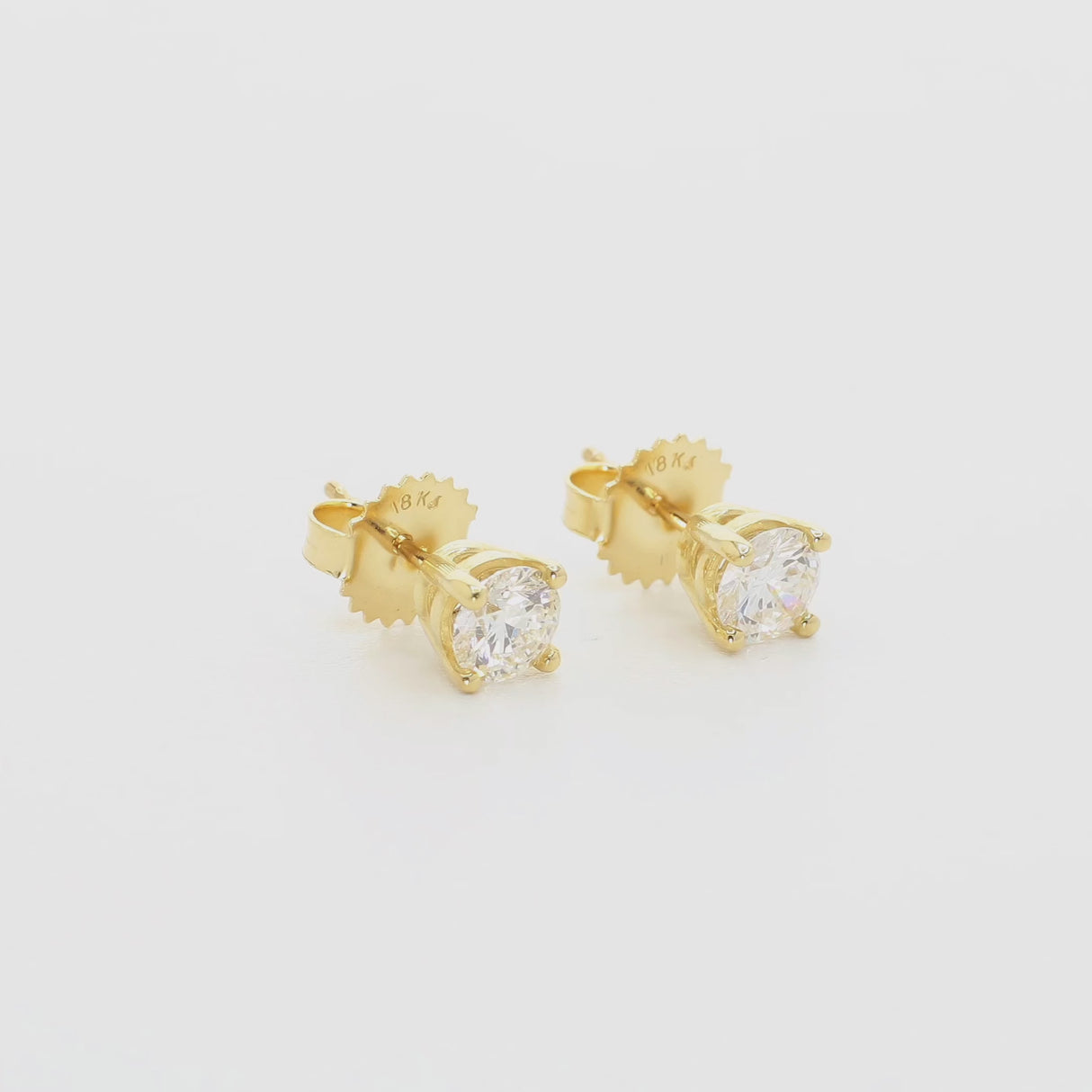 18K Yellow Gold 0.90 Carat Diamond Earrings Fine Jewellery Modaselle