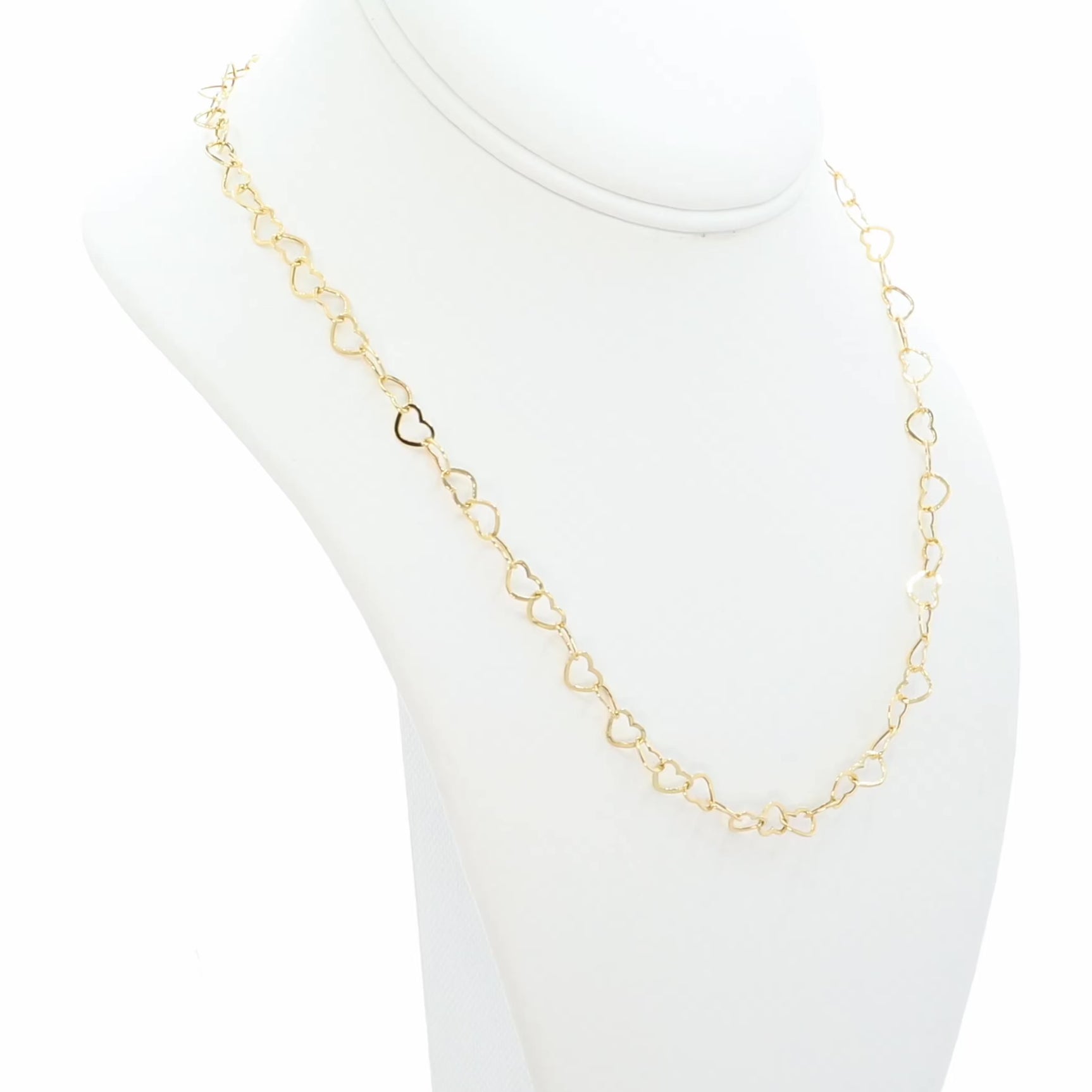 18K Yellow Gold Heart Link Chain Fine Jewellery Modaselle