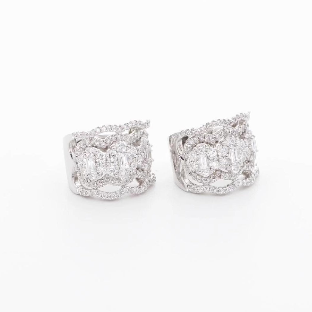 18K White Gold 2.19 Carat Diamond Hoop Earrings Fine Jewellery Modaselle