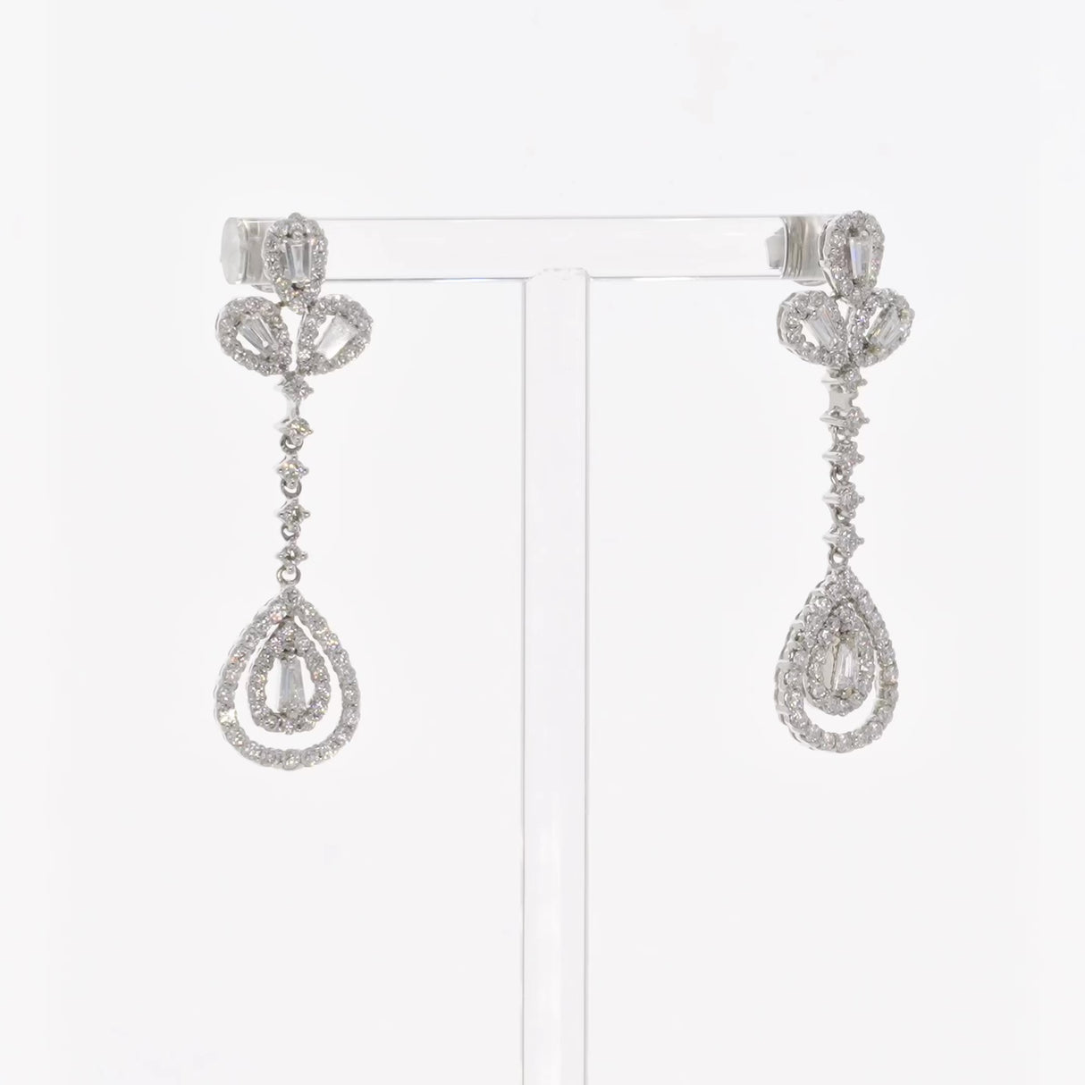 18K White Gold 1.82 Carat Diamond Drop Earrings Fine Jewellery Modaselle