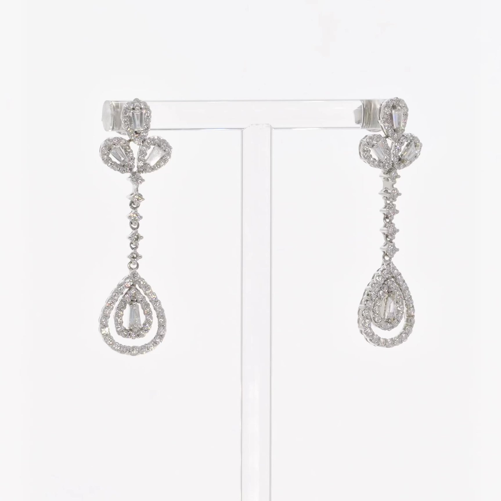 18K White Gold 1.82 Carat Diamond Drop Earrings Fine Jewellery Modaselle