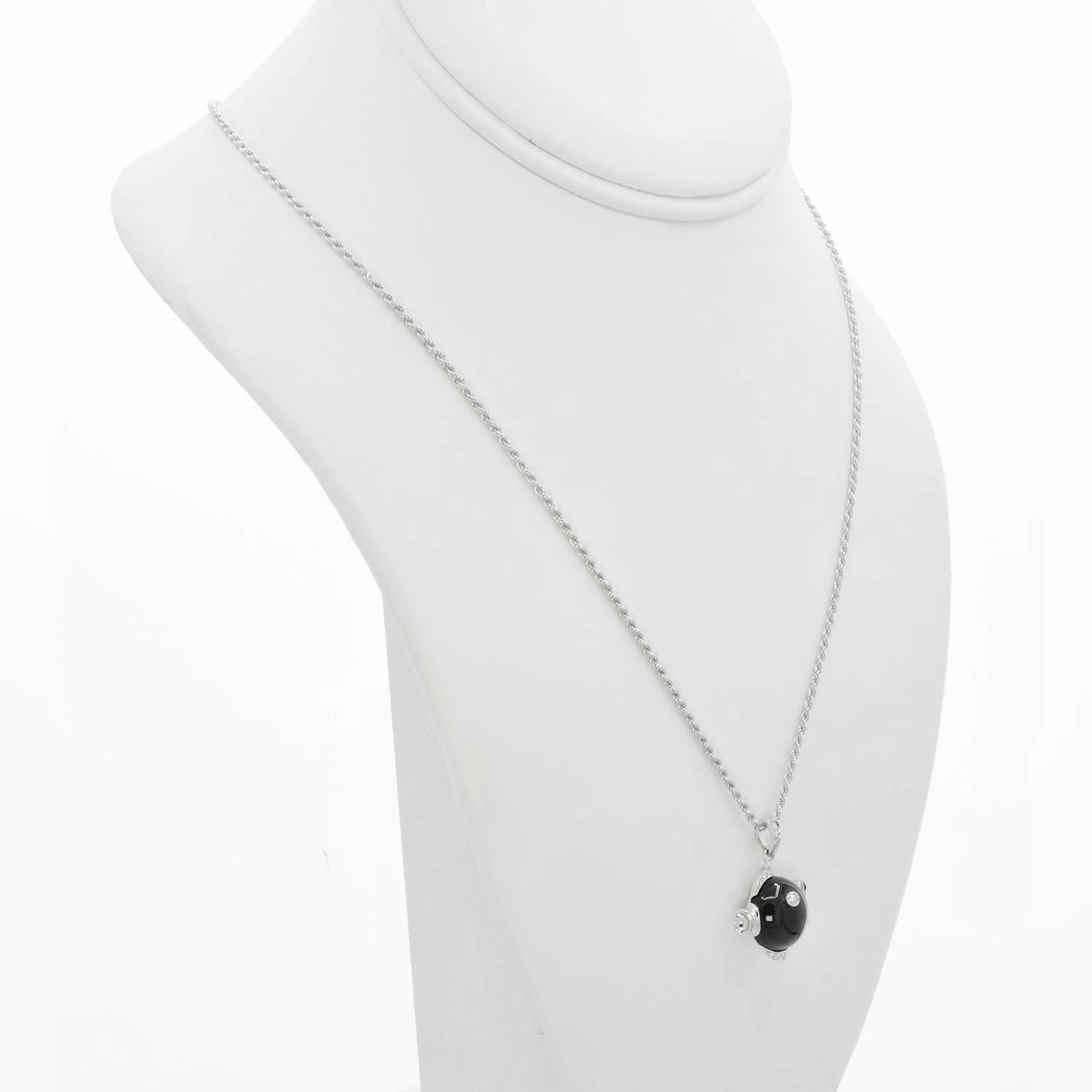18K White Gold Damiani Onyx Fish Pendant Fine Jewellery Modaselle