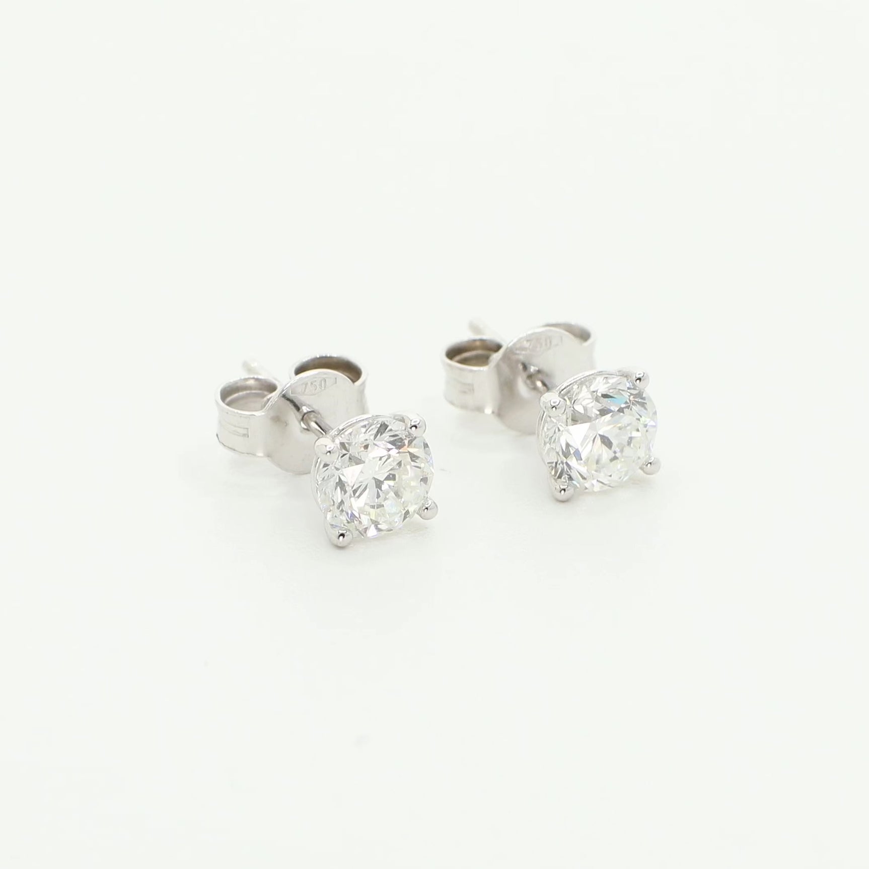 18K White Gold 1.27 Carat Diamond Stud Earrings Fine Jewellery Modaselle