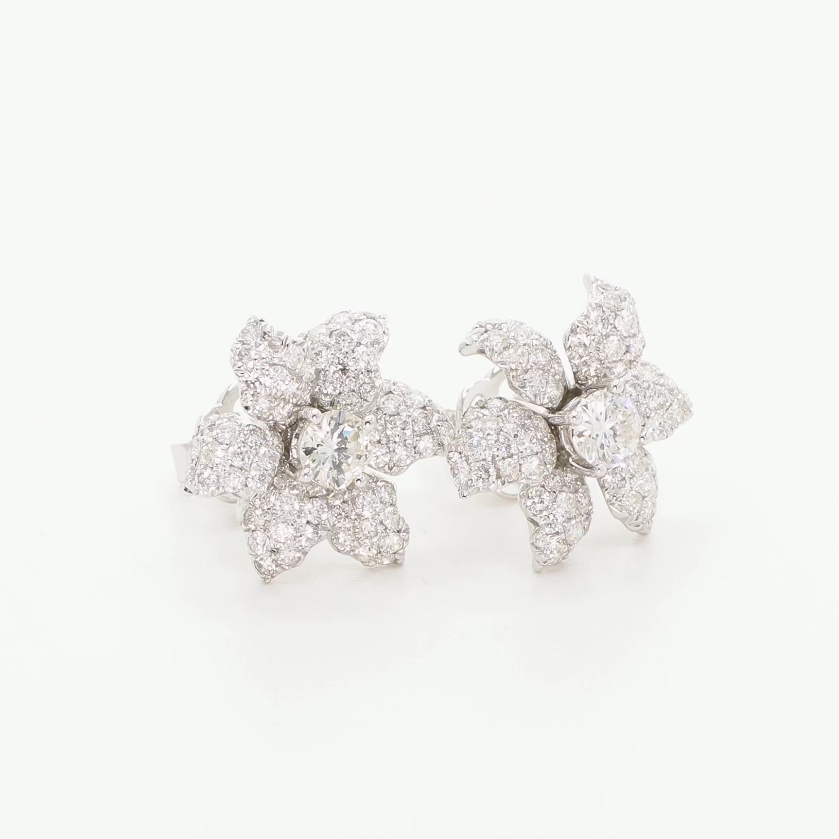 18K White Gold 2.98 Carat Diamond Blossom Earrings Fine Jewellery Modaselle