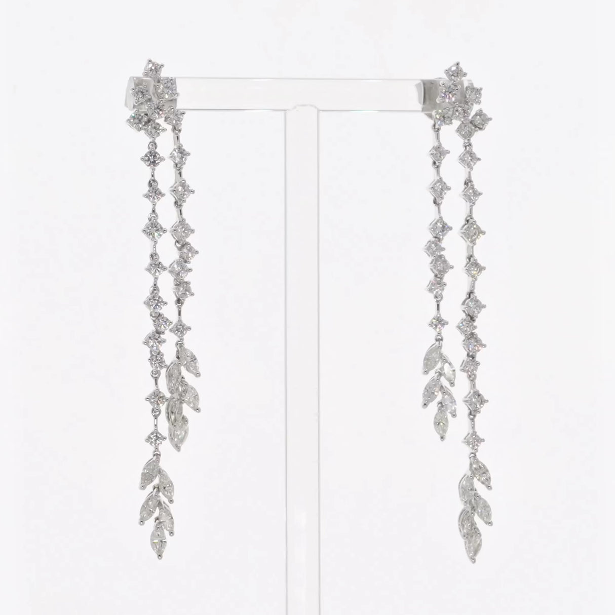 18K White Gold 3.88 Carat Riviere Diamond Earrings Fine Jewellery Modaselle