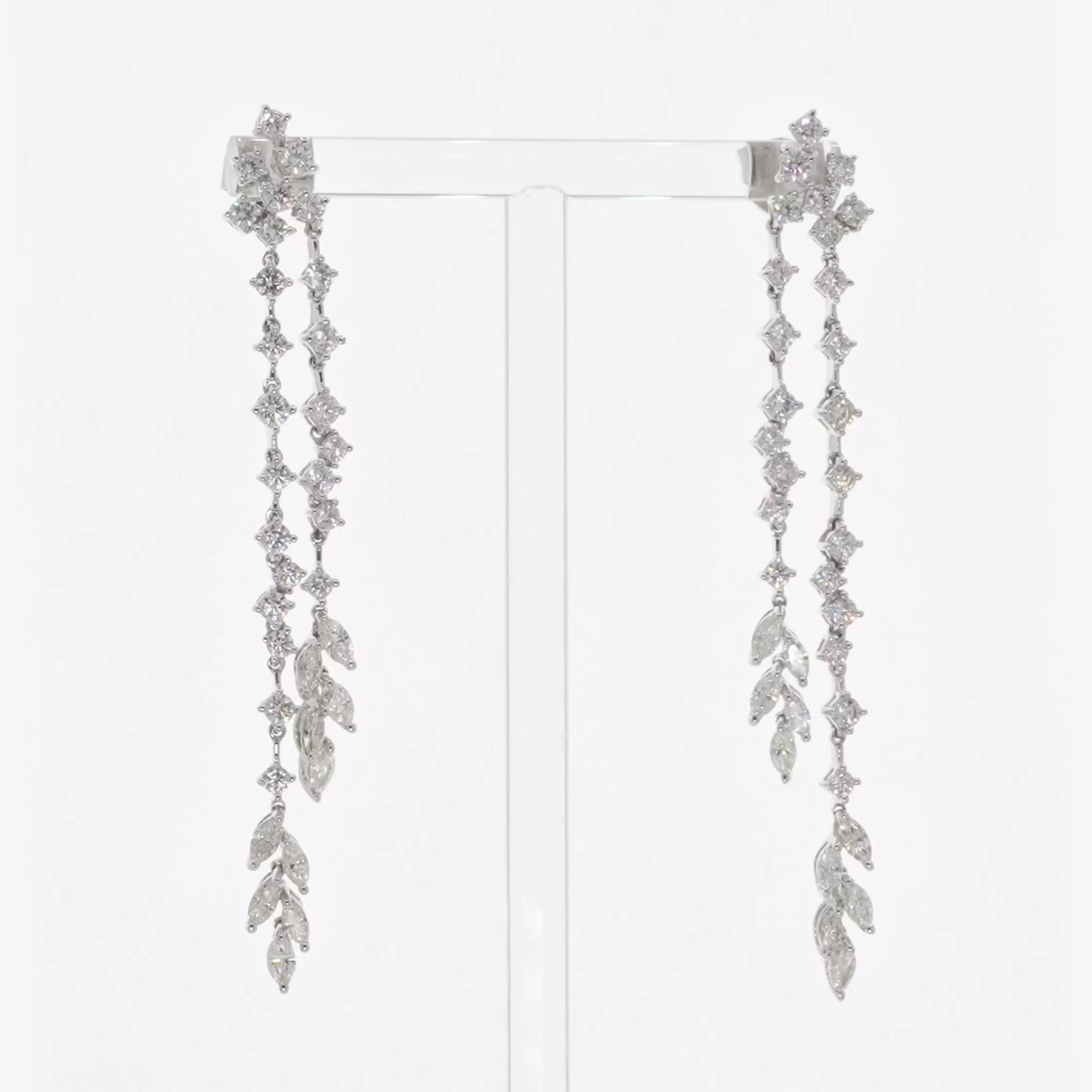 18K White Gold 3.88 Carat Riviere Diamond Earrings Fine Jewellery Modaselle