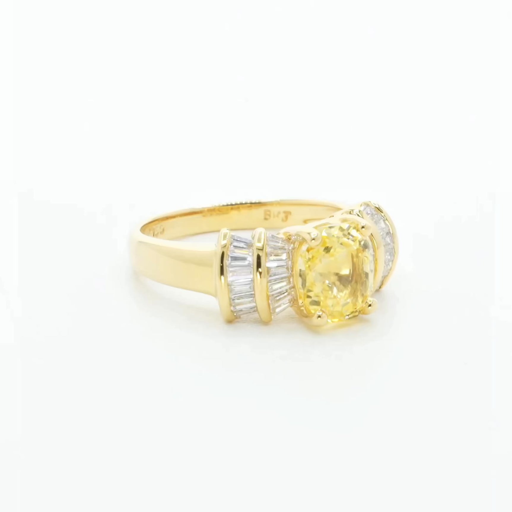 18K Yellow Gold 2.29ct Fancy Yellow Sapphire Diamond Ring Fine Jewellery Modaselle