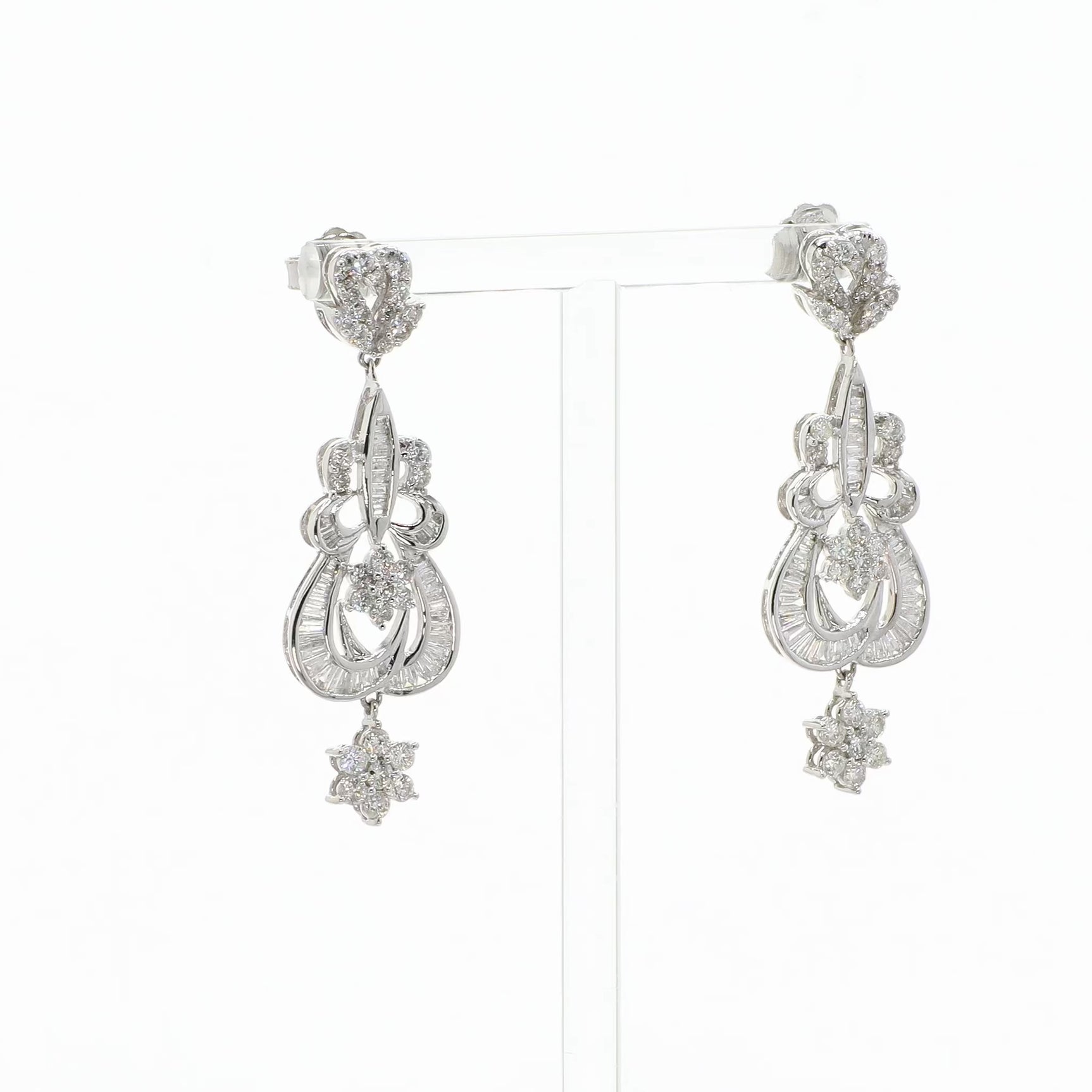 18K White Gold 2.89 Carat Diamond Drop Earrings Fine Jewellery Modaselle