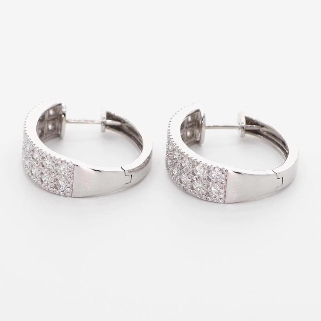 18K White Gold 1.54 Carat Diamond Hoop Earrings Fine Jewellery Modaselle