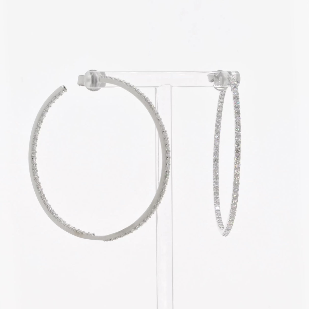 18K White Gold 2.76 Carat Diamond Hoop Earrings Fine Jewellery Modaselle