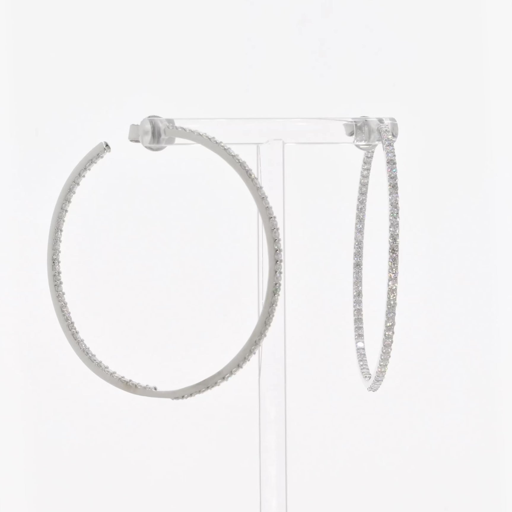 18K White Gold 2.76 Carat Diamond Hoop Earrings Fine Jewellery Modaselle