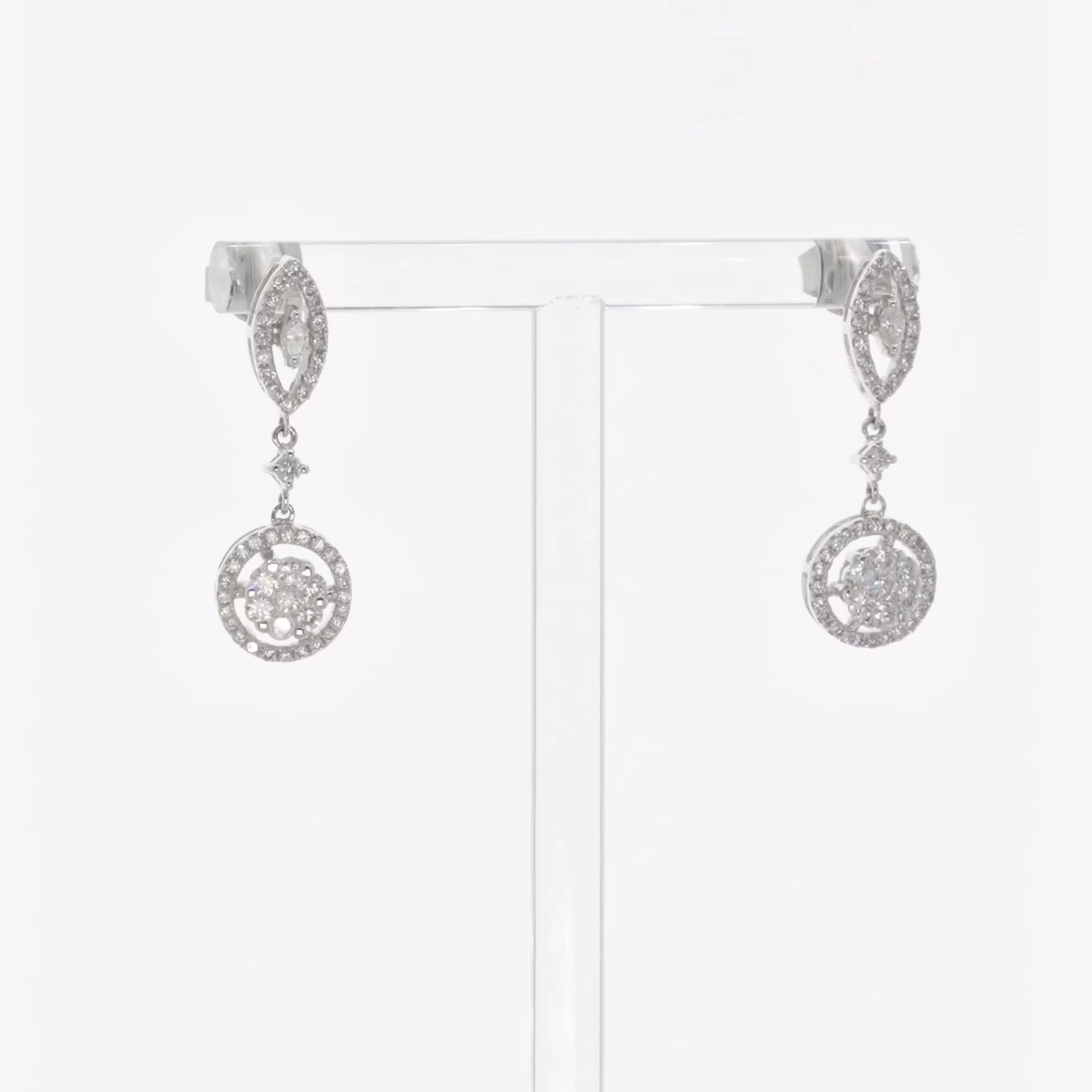 18K White Gold 0.82 Carat Diamond Drop Earrings Fine Jewellery Modaselle