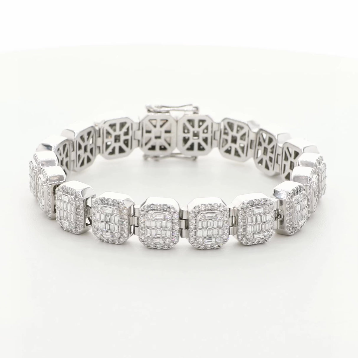 14K White Gold 6.96 Carat Octagonal Diamond Bracelet Fine Jewellery Modaselle