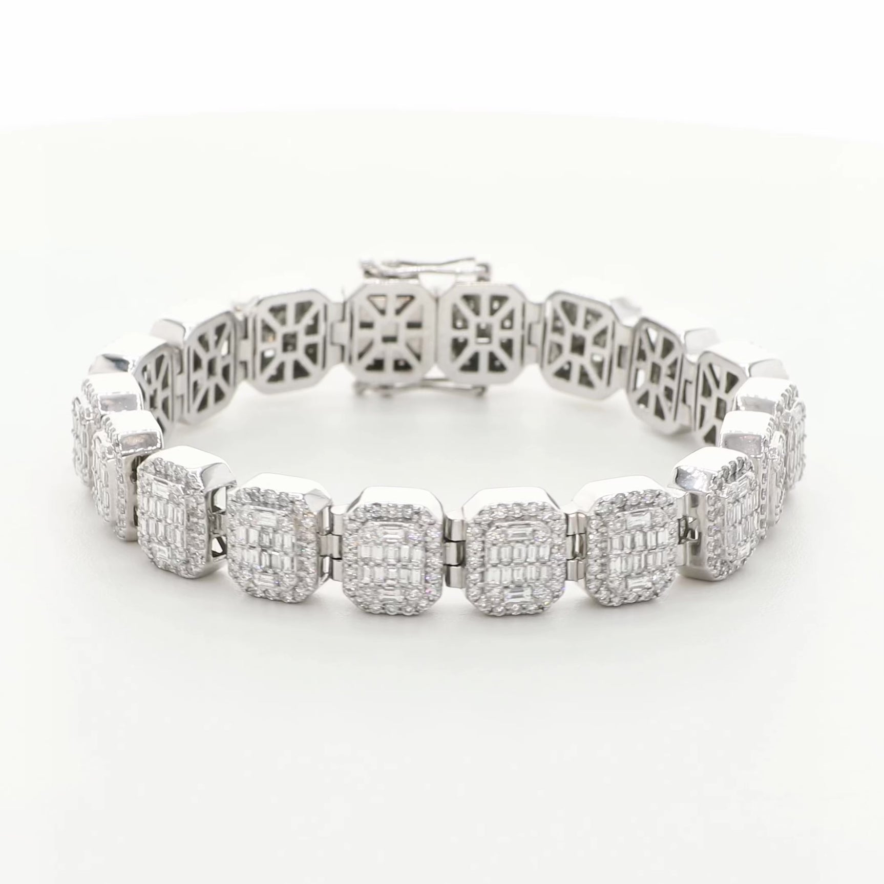 14K White Gold 6.96 Carat Octagonal Diamond Bracelet Fine Jewellery Modaselle
