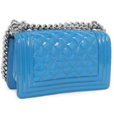 Chanel Blue Quilted Patent Plexiglass Small Boy Bag
