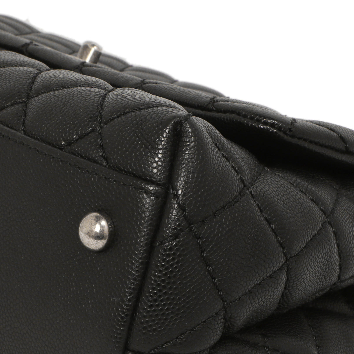 Chanel Black Quilted Caviar Lizard Small Coco Handle