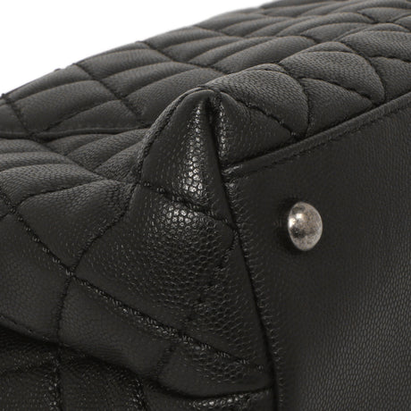 Chanel Black Quilted Caviar Lizard Small Coco Handle