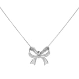 18K White Gold 1.15 Carat Diamond Bow Pendant Necklace