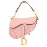 Christian Dior Antique Rose Grained Calfskin Mini Saddle Bag