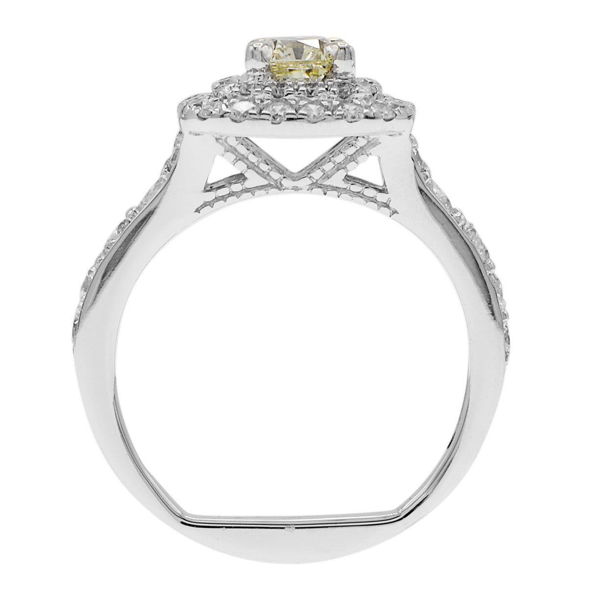 14K White Gold 0.66 Carat Fancy Yellow Diamond Ring