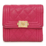 Chanel Fuchsia Quilted Caviar Boy Compact Wallet