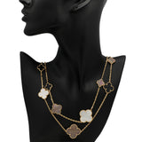 Van Cleef & Arpels 18K Yellow Gold Mother of Pearl Onyx Magic Alhambra 16 Motif Necklace