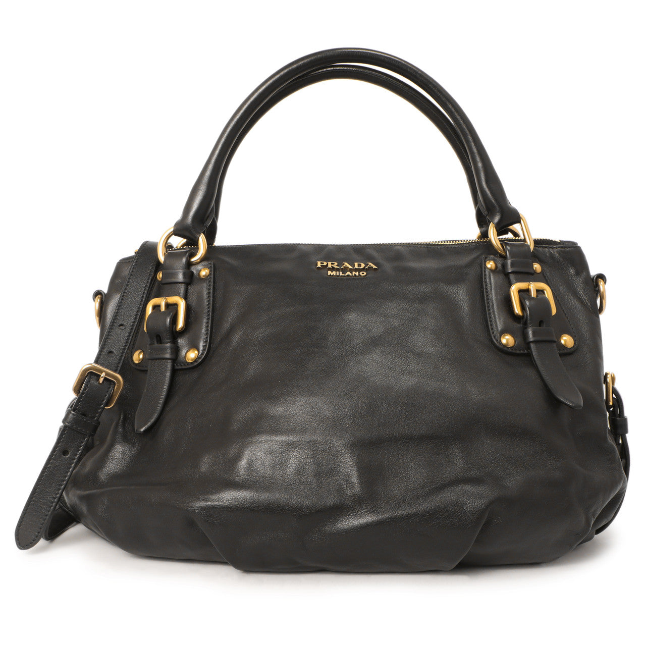 Prada Black Soft Calf Convertible Satchel