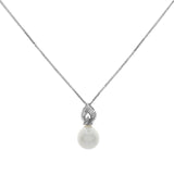 18K White Gold 0.72 Carat Diamond South Sea Pearl Pendant Necklace