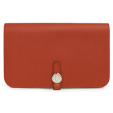 Hermes Vermillion Swift Leather Dogon Duo  Wallet