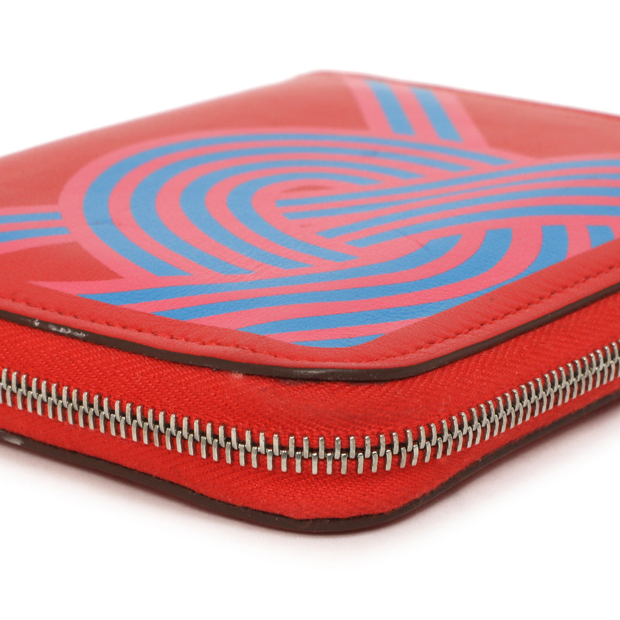 Hermes Rouge De Coeur Swift Noeuds Marins Silk'in Compact Zip  Wallet
