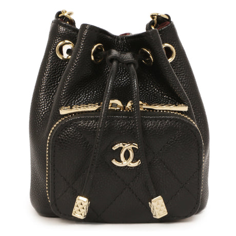 Chanel Black Caviar Mini CC Pocket Bucket Bag