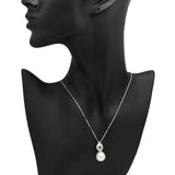 18K White Gold 0.72 Carat Diamond South Sea Pearl Pendant Necklace