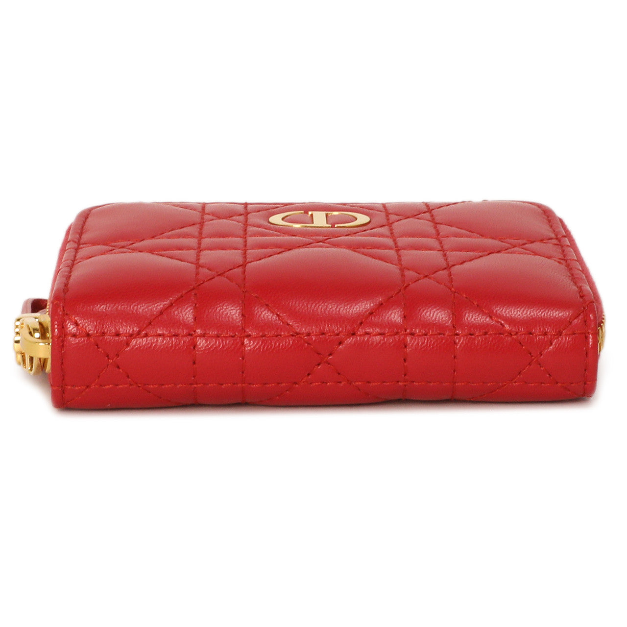 Christian Dior Raspberry Lambskin Cannage Mini Caro Zipped Pouch