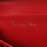 Christian Dior Raspberry Lambskin Cannage Mini Caro Zipped Pouch With Chain