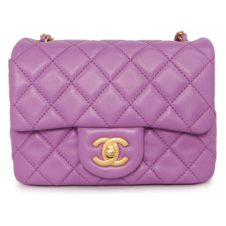 Chanel Violet Quilted Lambskin Pearl Crush Mini Flap