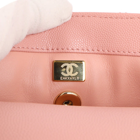 Chanel Pink Quilted Caviar Mini Coco Handle