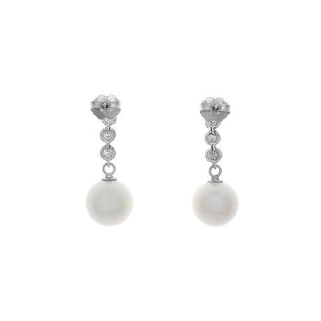 14K White Gold South Sea Pearl Drop Earrings