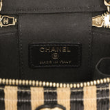 Chanel Raffia Jute Striped Mini Vanity Case with Chain