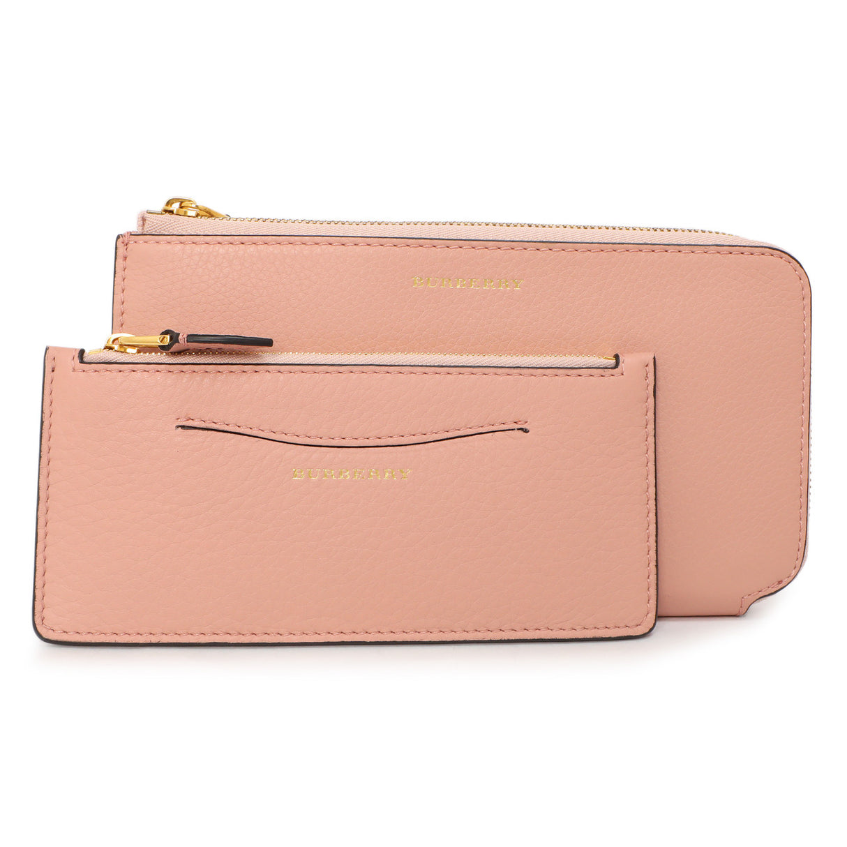 Burberry Pink Calfskin Zip Wallet With Coin Pouch