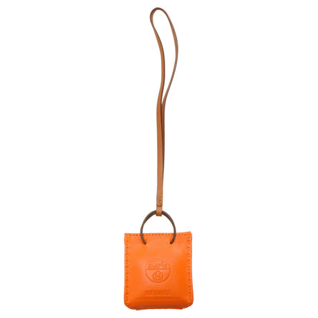 Hermes Feu-Gold Milo Lambskin Swift Shopping Bag  Charm