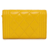 Chanel Yellow Quilted Lambskin Boy Flap Card Holder