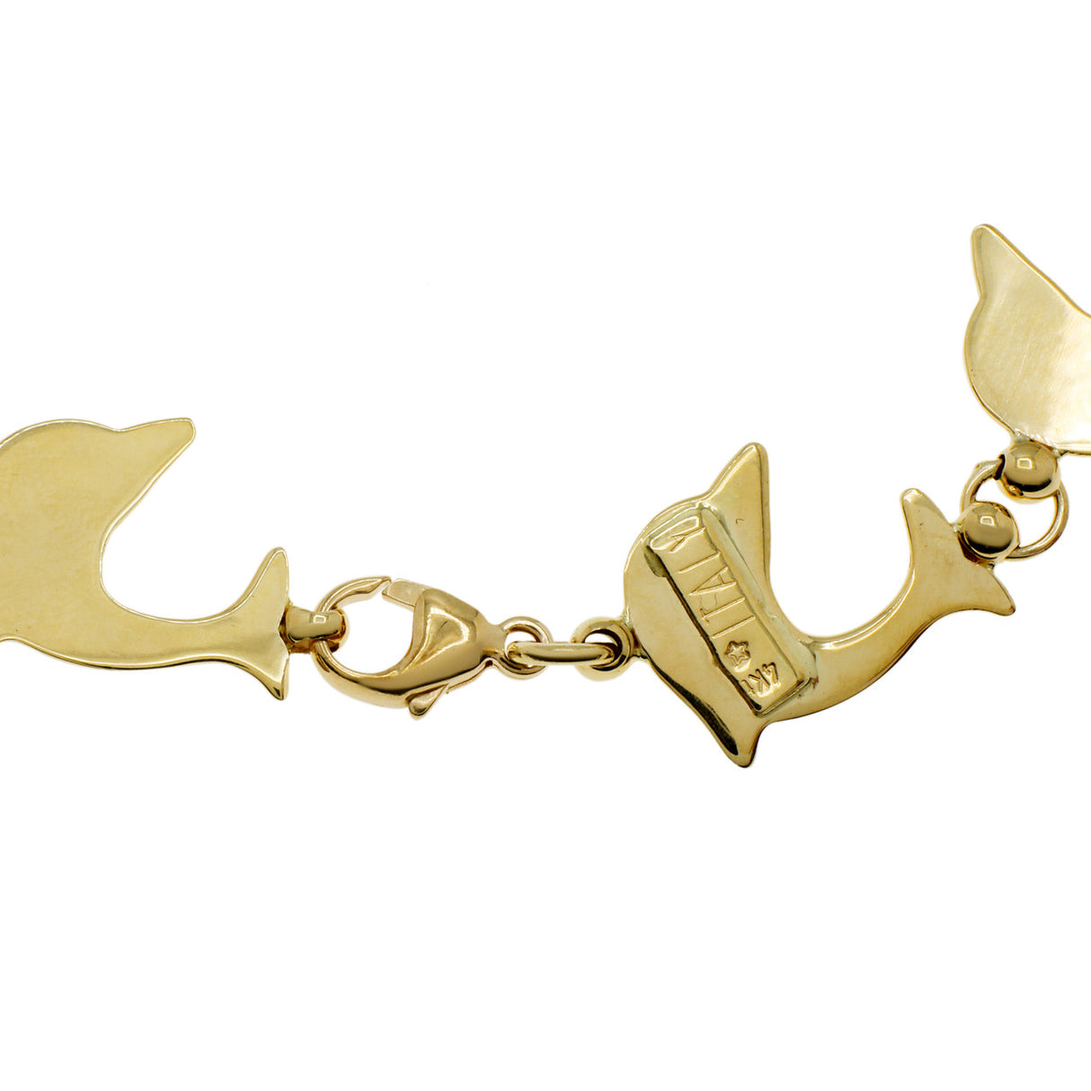 14K Yellow Gold Dolphin Link Bracelet