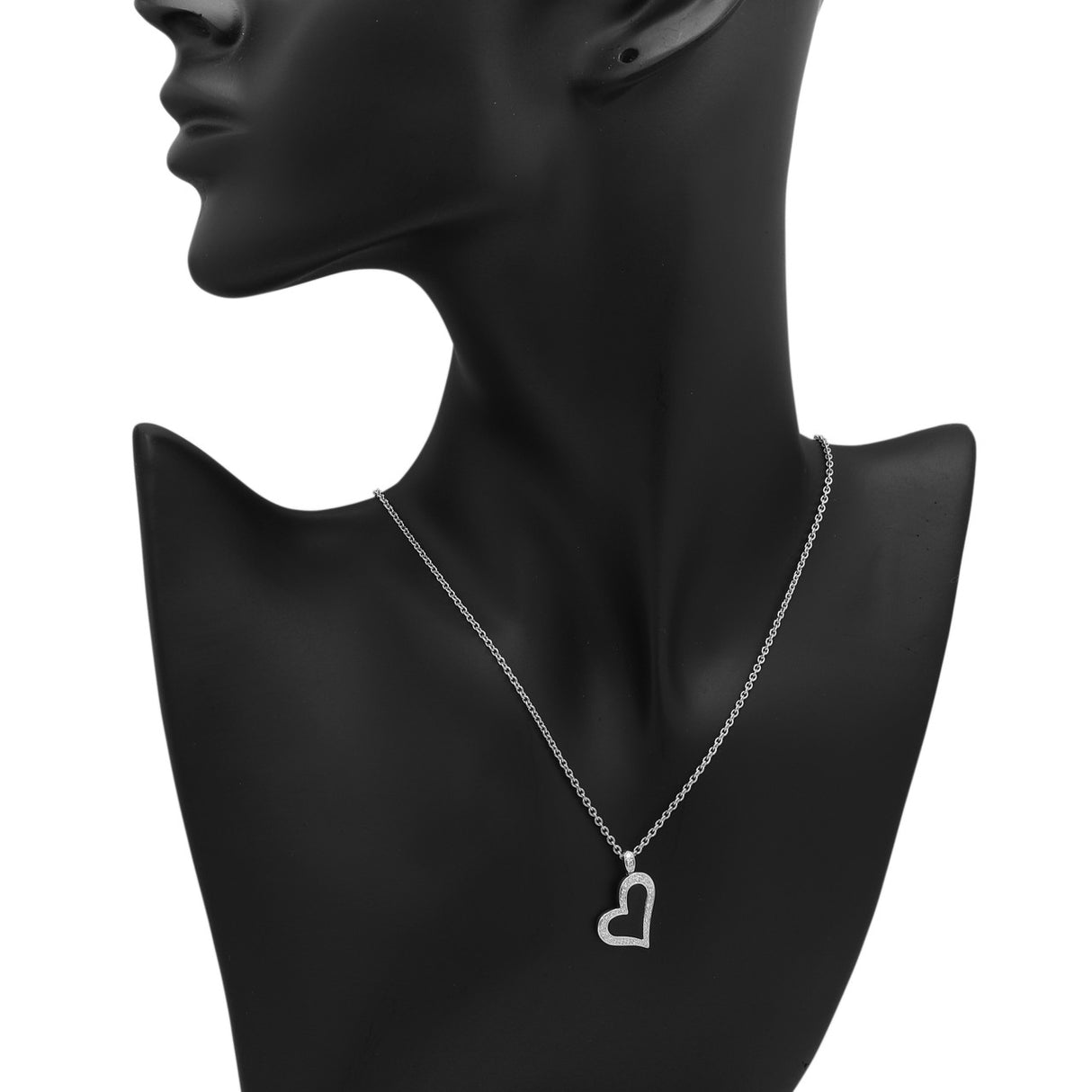 Piaget 18K White Gold Diamond Onyx Limelight Heart Pendant